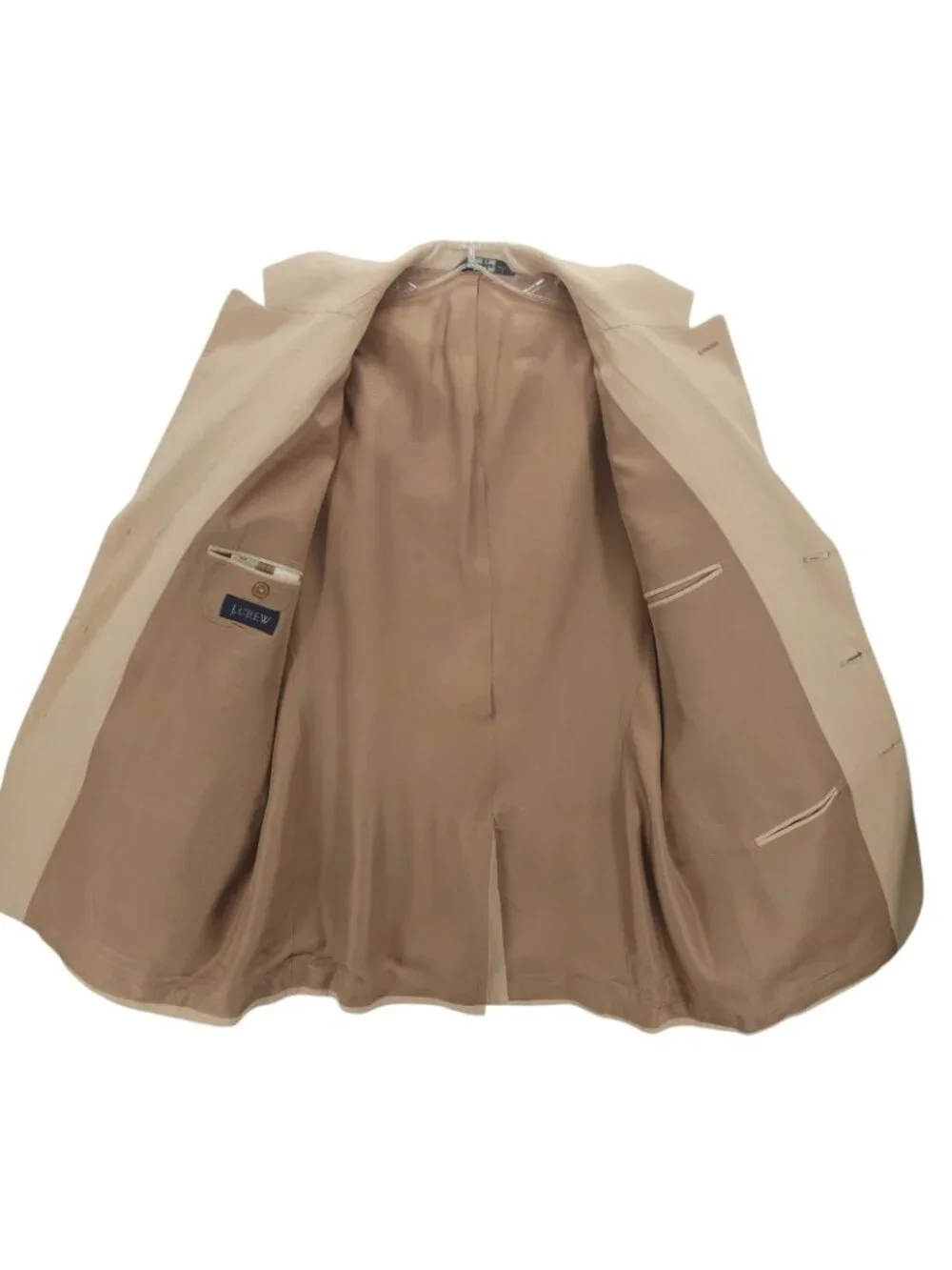 J CREW Vintage Men's 100% Linen Blazer 3 Button Tan Beige MADE IN USA Size 44R